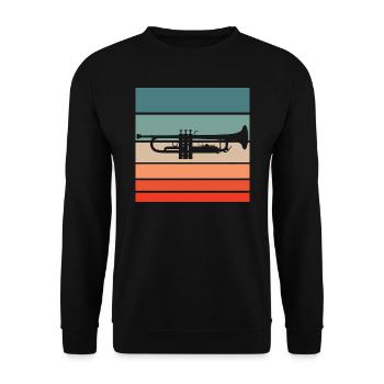 Trompete Retro Style Vintage - Unisex Pullover - Schwarz - Vorne - Alina (178cm) & Michal (187cm)