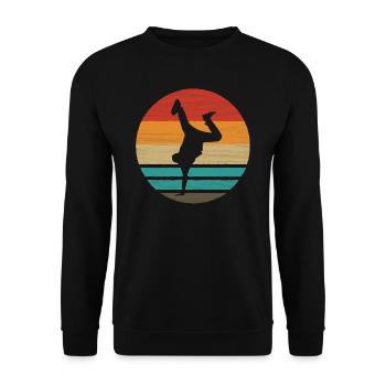 Breakdance Retro Style Vintage - Unisex Pullover - Schwarz - Vorne - Alina (178cm) & Michal (187cm)