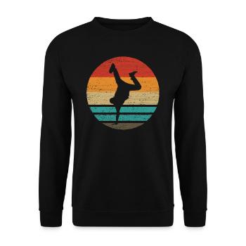 Breakdance Retro Style Vintage - Unisex Pullover - Schwarz - Vorne - Alina (178cm) & Michal (187cm)