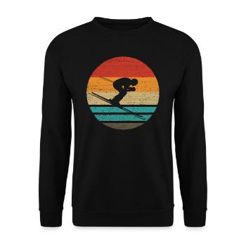 Skifahren Retro Style Vintage - Unisex Pullover - Schwarz - Vorne - Alina (178cm) & Michal (187cm)