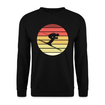 Skifahren Retro Style Vintage - Unisex Pullover - Schwarz - Vorne - Alina (178cm) & Michal (187cm)