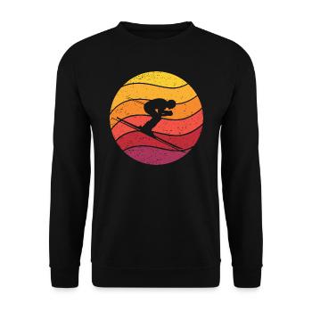 Skifahren Retro Style Vintage - Unisex Pullover - Schwarz - Vorne - Alina (178cm) & Michal (187cm)
