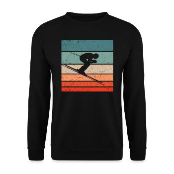 Skifahren Retro Style Vintage - Unisex Pullover - Schwarz - Vorne - Alina (178cm) & Michal (187cm)