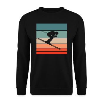 Skifahren Retro Style Vintage - Unisex Pullover - Schwarz - Vorne - Alina (178cm) & Michal (187cm)