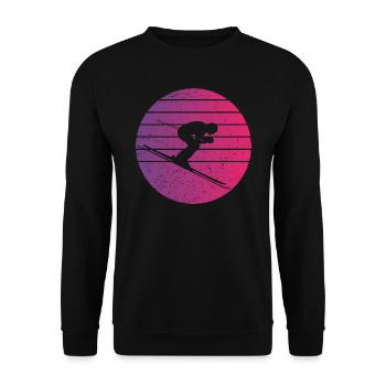 Skifahren Retro Style Vintage - Unisex Pullover - Schwarz - Vorne - Alina (178cm) & Michal (187cm)