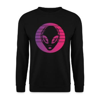 Alien Retro Style Vintage - Unisex Pullover - Schwarz - Vorne - Alina (178cm) & Michal (187cm)