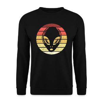 Alien Retro Style Vintage - Unisex Pullover - Schwarz - Vorne - Alina (178cm) & Michal (187cm)