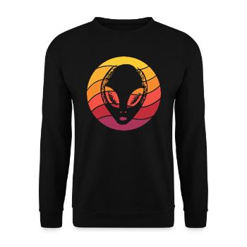 Alien Retro Style Vintage - Unisex Pullover - Schwarz - Vorne - Alina (178cm) & Michal (187cm)