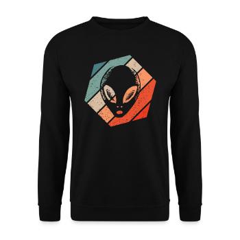 Alien Retro Style Vintage - Unisex Pullover - Schwarz - Vorne - Alina (178cm) & Michal (187cm)
