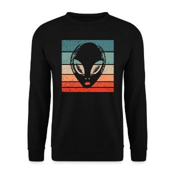 Alien Retro Style Vintage - Unisex Pullover - Schwarz - Vorne - Alina (178cm) & Michal (187cm)