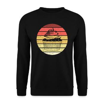 Cupcake Retro Style Vintage - Unisex Pullover - Schwarz - Vorne - Alina (178cm) & Michal (187cm)