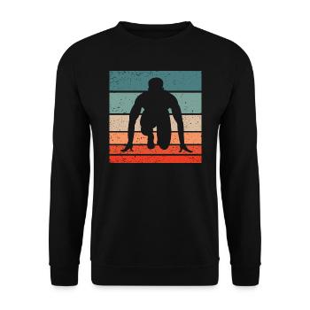 Running Retro Style Vintage - Unisex Sweatshirt - black - Front - Alina (178cm) & Michal (187cm)