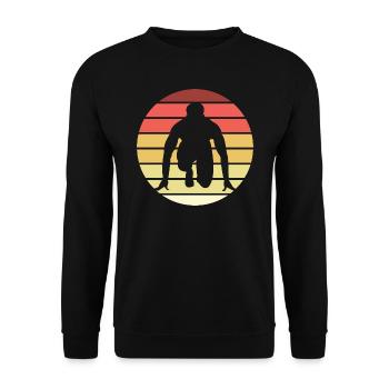 Running Retro Style Vintage - Unisex Sweatshirt - black - Front - Alina (178cm) & Michal (187cm)
