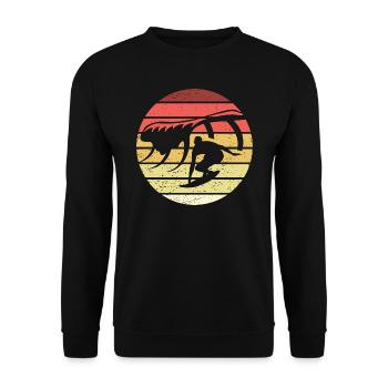 Surfing Retro Style Vintage - Unisex Sweatshirt - black - Front - Alina (178cm) & Michal (187cm)