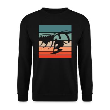 Surfing Retro Style Vintage - Unisex Sweatshirt - black - Front - Alina (178cm) & Michal (187cm)