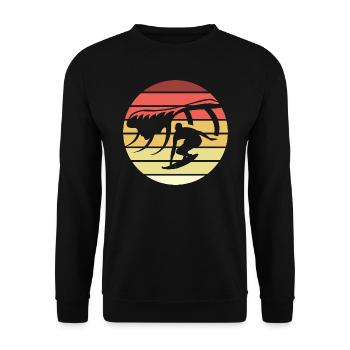 Surfing Retro Style Vintage - Unisex Sweatshirt - black - Front - Alina (178cm) & Michal (187cm)