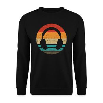 Headphones Retro Style Vintage - Unisex Sweatshirt - black - Front - Alina (178cm) & Michal (187cm)