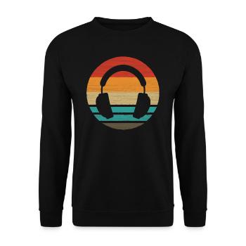 Headphones Retro Style Vintage - Unisex Sweatshirt - black - Front - Alina (178cm) & Michal (187cm)
