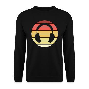 Headphones Retro Style Vintage - Unisex Sweatshirt - black - Front - Alina (178cm) & Michal (187cm)