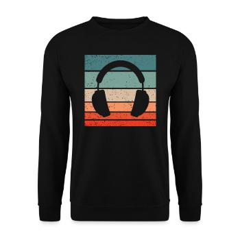 Headphones Retro Style Vintage - Unisex Sweatshirt - black - Front - Alina (178cm) & Michal (187cm)