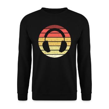 Headphones Retro Style Vintage - Unisex Sweatshirt - black - Front - Alina (178cm) & Michal (187cm)