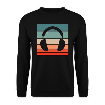 Headphones Retro Style Vintage - Unisex Sweatshirt - black - Front - Alina (178cm) & Michal (187cm)