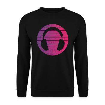 Headphones Retro Style Vintage - Unisex Sweatshirt - black - Front - Alina (178cm) & Michal (187cm)