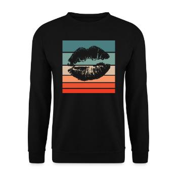 Lippen Retro Style Vintage - Unisex Pullover - Schwarz - Vorne - Alina (178cm) & Michal (187cm)