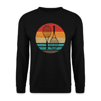 Tennis Retro Style Vintage - Unisex Pullover - Schwarz - Vorne - Alina (178cm) & Michal (187cm)