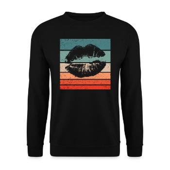 Lippen Retro Style Vintage - Unisex Pullover - Schwarz - Vorne - Alina (178cm) & Michal (187cm)