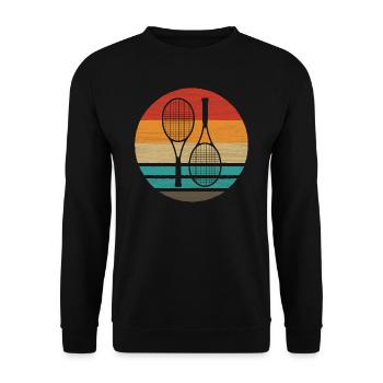 Tennis Retro Style Vintage - Unisex Pullover - Schwarz - Vorne - Alina (178cm) & Michal (187cm)