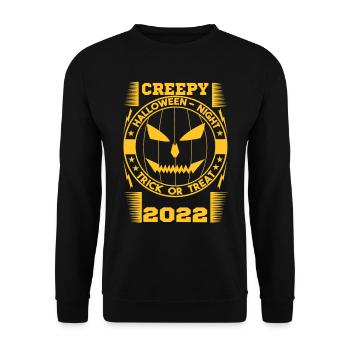 Creepy Halloween 2022 T-Shirt - Unisex Sweatshirt - black - Front - Alina (178cm) & Michal (187cm)