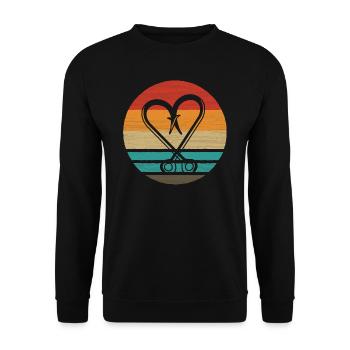 Crochet de pêche Retro Style Vintage - Sweat-shirt Unisexe - noir - Devant - Alina (178cm) & Michal (187cm)
