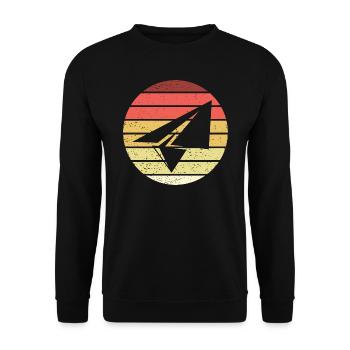 Paper Plane Retro Style Vintage - Unisex Sweatshirt - black - Front - Alina (178cm) & Michal (187cm)