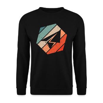Paper Plane Retro Style Vintage - Unisex Sweatshirt - black - Front - Alina (178cm) & Michal (187cm)
