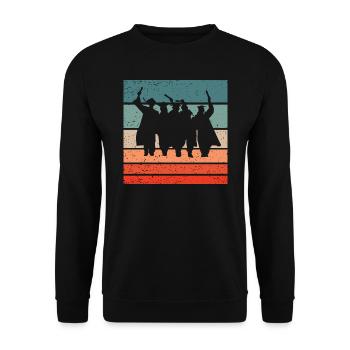 Abschlussfeier Retro Style Vintage - Unisex Pullover - Schwarz - Vorne - Alina (178cm) & Michal (187cm)