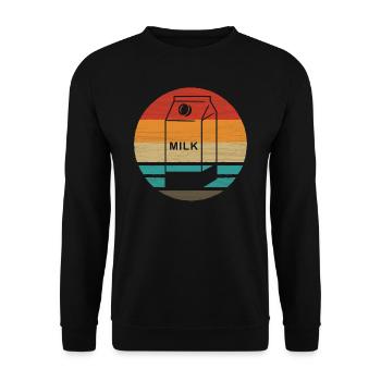 Milchkarton Retro Style Vintage - Unisex Pullover - Schwarz - Vorne - Alina (178cm) & Michal (187cm)
