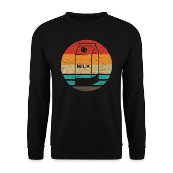 Milchkarton Retro Style Vintage - Unisex Pullover - Schwarz - Vorne - Alina (178cm) & Michal (187cm)