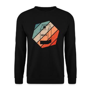 Milchkarton Retro Style Vintage - Unisex Pullover - Schwarz - Vorne - Alina (178cm) & Michal (187cm)