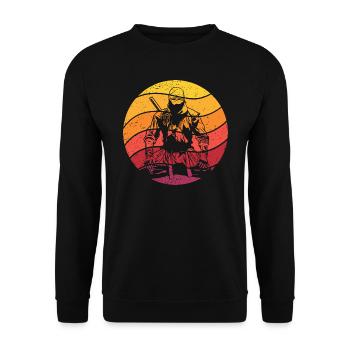 Ninja Retro Style Vintage - Unisex Pullover - Schwarz - Vorne - Alina (178cm) & Michal (187cm)