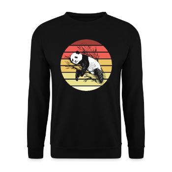 Panda Retro Style Vintage - Unisex Sweatshirt - black - Front - Alina (178cm) & Michal (187cm)