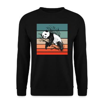 Panda Retro Style Vintage - Unisex Pullover - Schwarz - Vorne - Alina (178cm) & Michal (187cm)