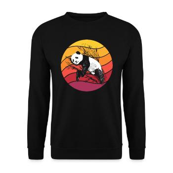 Panda Retro Style Vintage - Unisex Sweatshirt - black - Front - Alina (178cm) & Michal (187cm)