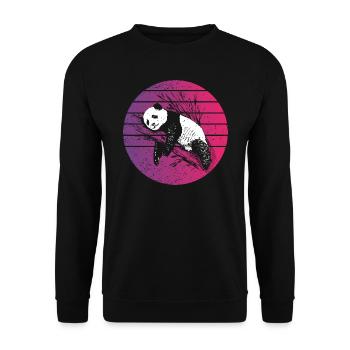 Panda Retro Style Vintage - Unisex Pullover - Schwarz - Vorne - Alina (178cm) & Michal (187cm)