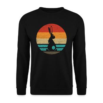 Kaninchen Retro Style Vintage - Unisex Pullover - Schwarz - Vorne - Alina (178cm) & Michal (187cm)