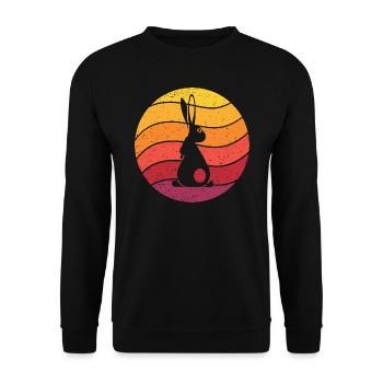 Kaninchen Retro Style Vintage - Unisex Pullover - Schwarz - Vorne - Alina (178cm) & Michal (187cm)