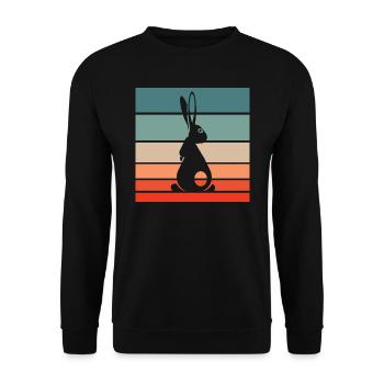 Kaninchen Retro Style Vintage - Unisex Pullover - Schwarz - Vorne - Alina (178cm) & Michal (187cm)