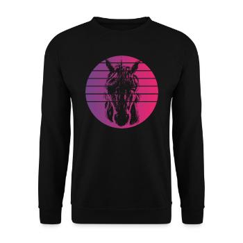 Licorne Rétro Style Vintage - Sweat-shirt Unisexe - noir - Devant - Alina (178cm) & Michal (187cm)