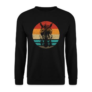 Einhorn Retro Style Vintage - Unisex Pullover - Schwarz - Vorne - Alina (178cm) & Michal (187cm)