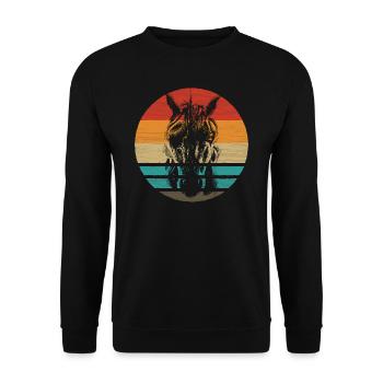 Einhorn Retro Style Vintage - Unisex Pullover - Schwarz - Vorne - Alina (178cm) & Michal (187cm)